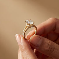 2.90CTW Oval Lab Grown Diamond Twin Shank Ring Gold