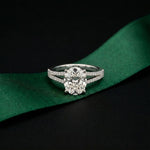 2.90CTW Oval Lab Grown Diamond Twin Shank Ring White