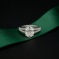 2.90CTW Oval Lab Grown Diamond Twin Shank Ring White
