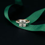 3.70CTW Asscher Cut Lab Grown Diamond Luxe Pavé Engagement Ring Rose Gold
