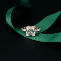 3.70CTW Asscher Cut Lab Grown Diamond Luxe Pavé Engagement Ring Rose Gold