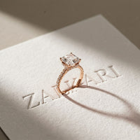 3.70CTW Asscher Cut Lab Grown Diamond Luxe Pavé Engagement Ring Rose Gold