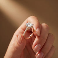 3.70CTW Asscher Cut Lab Grown Diamond Luxe Pavé Engagement Ring Rose Gold