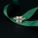 3.70CTW Asscher Cut Lab Grown Diamond Luxe Pavé Engagement Ring Gold