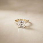 3.70CTW Asscher Cut Lab Grown Diamond Luxe Pavé Engagement Ring Gold