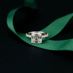 3.70CTW Asscher Cut Lab Grown Diamond Luxe Pavé Engagement Ring White