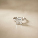 3.70CTW Asscher Cut Lab Grown Diamond Luxe Pavé Engagement Ring White