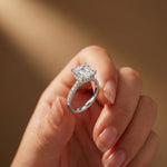 3.70CTW Asscher Cut Lab Grown Diamond Luxe Pavé Engagement Ring White
