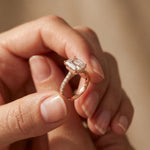 3.70 CTW Emerald Cut Lab Grown Diamond Luxe Pave Engagement Ring Rose Gold