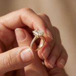 3.70 CTW Emerald Cut Lab Grown Diamond Luxe Pave Engagement Ring Gold