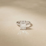 3.70 CTW Emerald Cut Lab Grown Diamond Luxe Pave Engagement Ring White