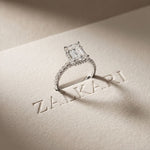 3.70 CTW Emerald Cut Lab Grown Diamond Luxe Pave Engagement Ring White