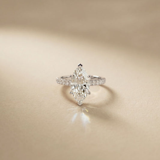 3.20 CTW Marquise Lab Grown Diamond Starlume Pave Ring White