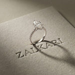 3.20 CTW Marquise Lab Grown Diamond Starlume Pave Ring White