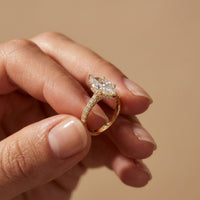 3.20 CTW Marquise Lab Grown Diamond Starlume Pave Ring Gold