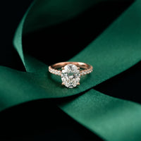 3.15 CTW Oval Lab Grown Diamond Radiant Pave Engagement Ring Rose Gold