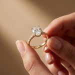 3.15 CTW Oval Lab Grown Diamond Radiant Pave Engagement Ring Gold