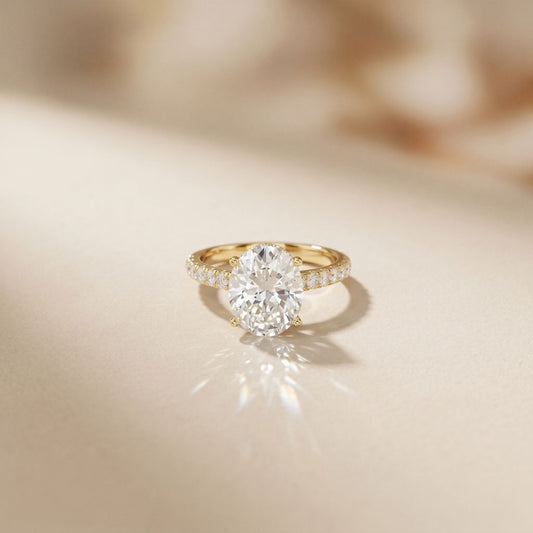 3.15 CTW Oval Lab Grown Diamond Radiant Pave Engagement Ring
