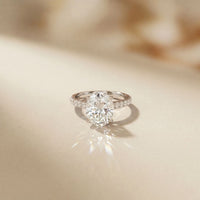 3.15 CTW Oval Lab Grown Diamond Radiant Pave Engagement Ring White