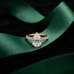 3.20 CTW Pear Lab Grown Diamond Luminar Pave Ring Rose Gold