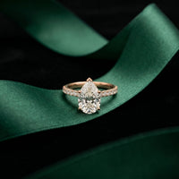 3.20 CTW Pear Lab Grown Diamond Luminar Pave Ring Rose Gold
