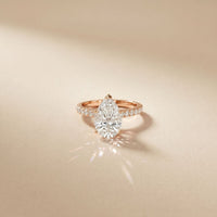 3.20 CTW Pear Lab Grown Diamond Luminar Pave Ring Rose Gold