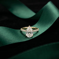 3.20 CTW Pear Lab Grown Diamond Luminar Pave Ring Gold