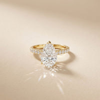 3.20 CTW Pear Lab Grown Diamond Luminar Pave Ring Gold