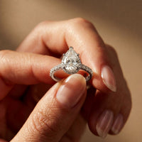 3.20 CTW Pear Lab Grown Diamond Luminar Pave Ring White