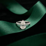 3.20 CTW Pear Lab Grown Diamond Luminar Pave Ring White