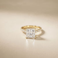 3.10 CTW Princess Lab Grown Diamond Designer Engagement Ring Gold