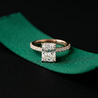 3.15CTW Radiant Cut Lab Grown Diamond Velvet Pave Engagement Ring Rose Gold