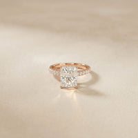 3.15CTW Radiant Cut Lab Grown Diamond Velvet Pave Engagement Ring Rose Gold