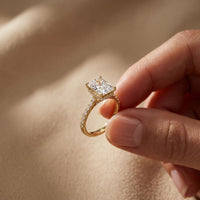 3.15CTW Radiant Cut Lab Grown Diamond Velvet Pave Engagement Ring Gold