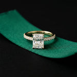 3.15CTW Radiant Cut Lab Grown Diamond Velvet Pave Engagement Ring Gold