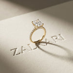 3.15CTW Radiant Cut Lab Grown Diamond Velvet Pave Engagement Ring Gold