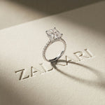 3.15CTW Radiant Cut Lab Grown Diamond Velvet Pave Engagement Ring White