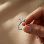 3.15CTW Radiant Cut Lab Grown Diamond Velvet Pave Engagement Ring White