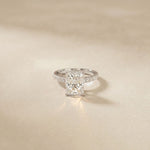 3.15CTW Radiant Cut Lab Grown Diamond Velvet Pave Engagement Ring White