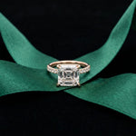4.60CTW Asscher Cut Lab Grown Diamond Soleil PavE Engagement Ring Rose Gold