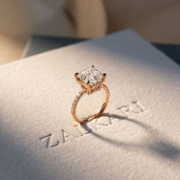 4.60CTW Asscher Cut Lab Grown Diamond Soleil PavE Engagement Ring Rose Gold