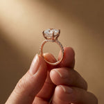 4.60CTW Asscher Cut Lab Grown Diamond Soleil PavE Engagement Ring Rose Gold