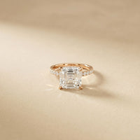 4.60CTW Asscher Cut Lab Grown Diamond Soleil PavE Engagement Ring Rose Gold