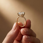 4.60CTW Asscher Cut Lab Grown Diamond Soleil PavE Engagement Ring Gold