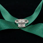 4.60CTW Asscher Cut Lab Grown Diamond Soleil PavE Engagement Ring White
