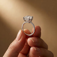 4.60CTW Asscher Cut Lab Grown Diamond Soleil PavE Engagement Ring White