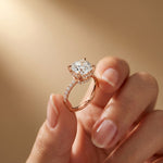 4.60CTW Cushion Lab Grown Diamond Aureline Pave Ring Rose Gold
