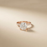 4.60CTW Cushion Lab Grown Diamond Aureline Pave Ring Rose Gold