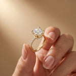 4.60CTW Cushion Lab Grown Diamond Aureline Pave Ring Gold