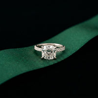 4.60CTW Cushion Lab Grown Diamond Aureline Pave Ring White